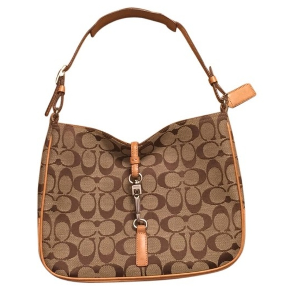 Coach No C1k-6091 Tan/Khaki Canvas/Leather Hobo